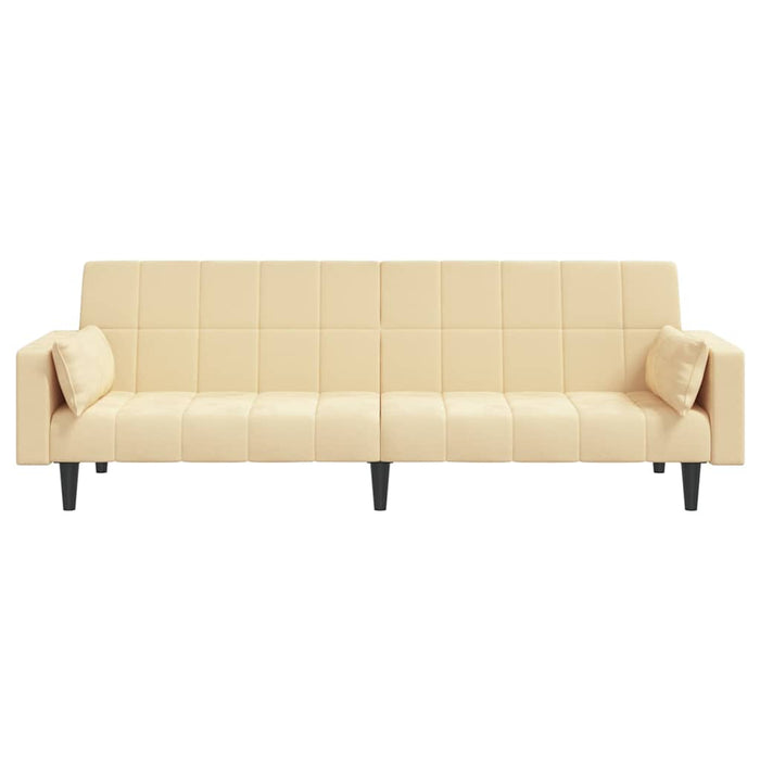 Canapea extensibilă cu 2 locuri, 2 perne/taburet, crem, catifea WALTI