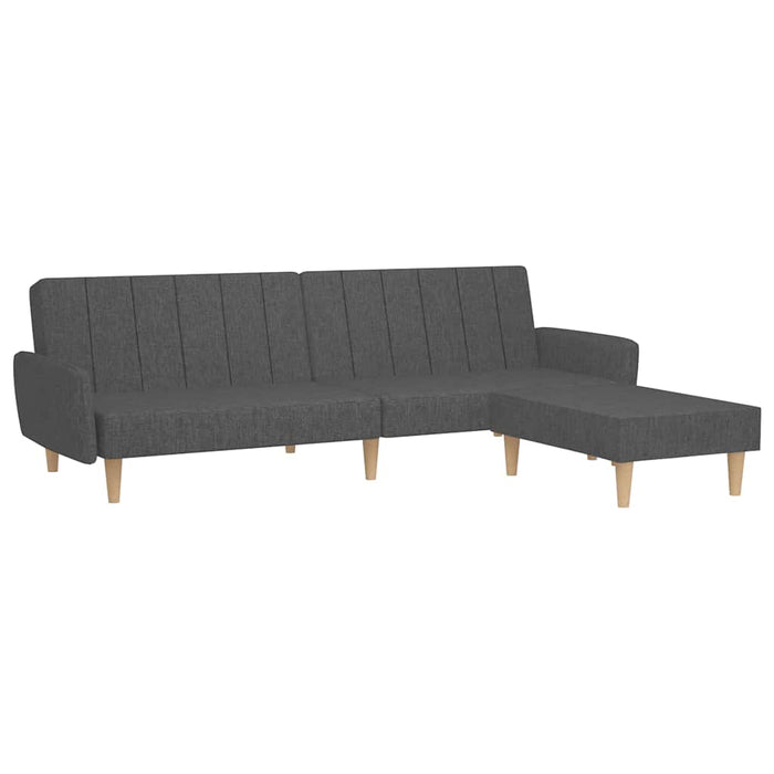 Canapea extensibilă 2 locuri, cu taburet, gri închis, textil WALTI