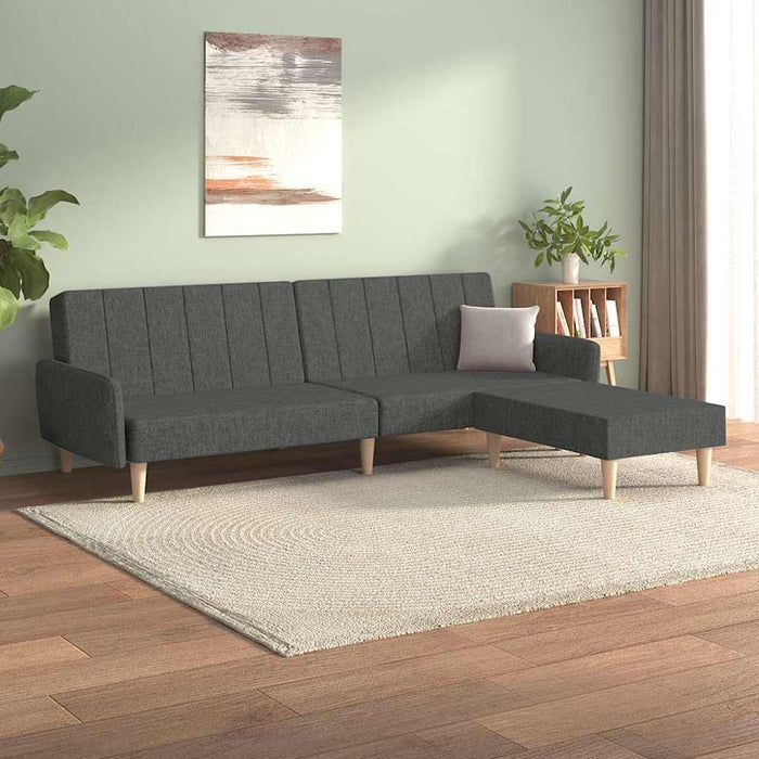 Canapea extensibilă 2 locuri, cu taburet, gri închis, textil WALTI