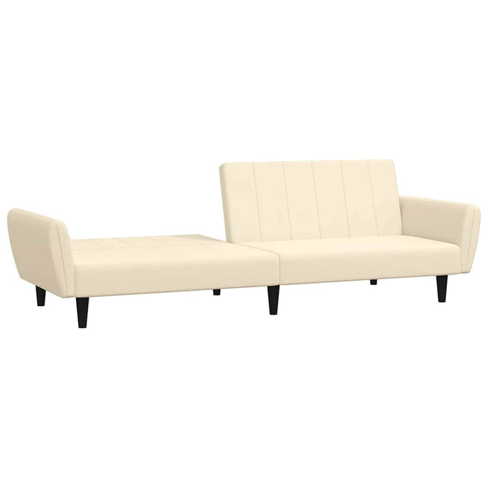 Canapea extensibilă 2 locuri, cu taburet, crem, catifea WALTI