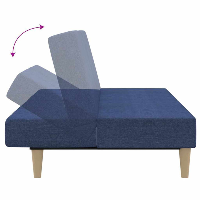 Canapea extensibilă 2 locuri, cu taburet, albastru, textil WALTI
