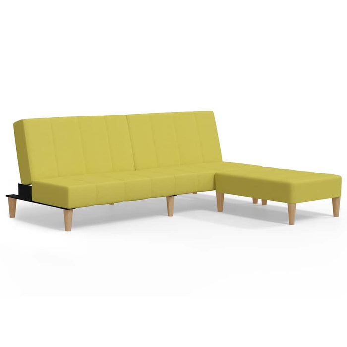 Canapea extensibilă 2 locuri, cu taburet, verde, textil WALTI