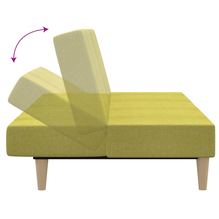 Canapea extensibilă 2 locuri, cu taburet, verde, textil WALTI