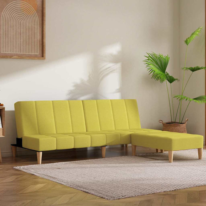 Canapea extensibilă 2 locuri, cu taburet, verde, textil WALTI
