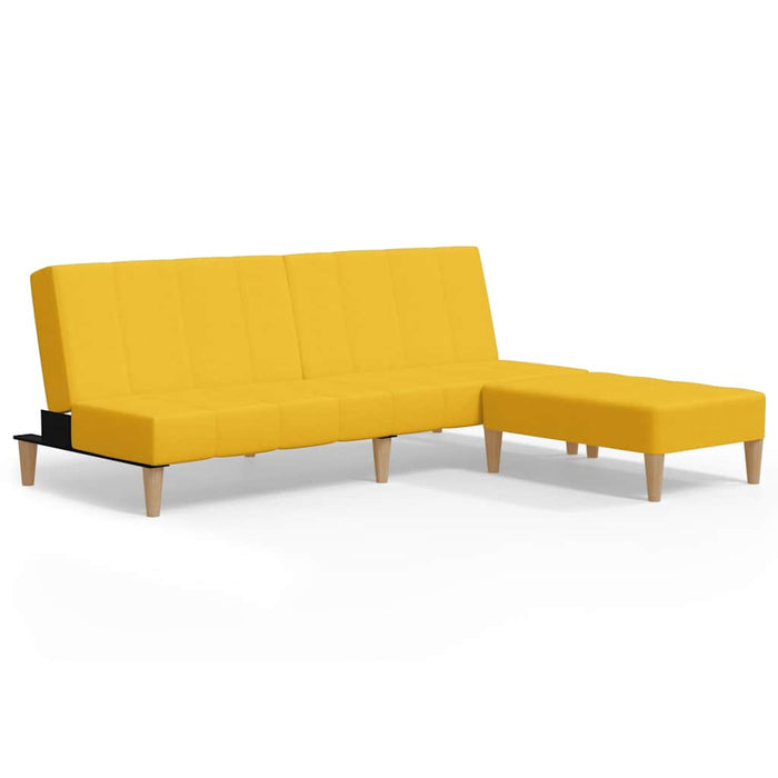 Canapea extensibilă 2 locuri, cu taburet, galben, textil WALTI