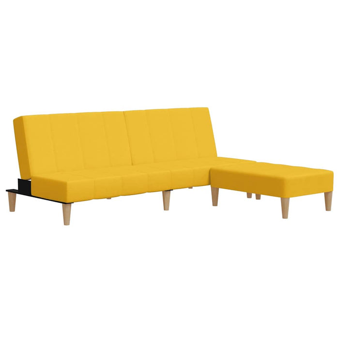 Canapea extensibilă 2 locuri, cu taburet, galben, textil WALTI