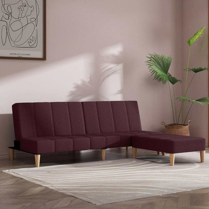 Canapea extensibilă 2 locuri, cu taburet, violet, textil WALTI