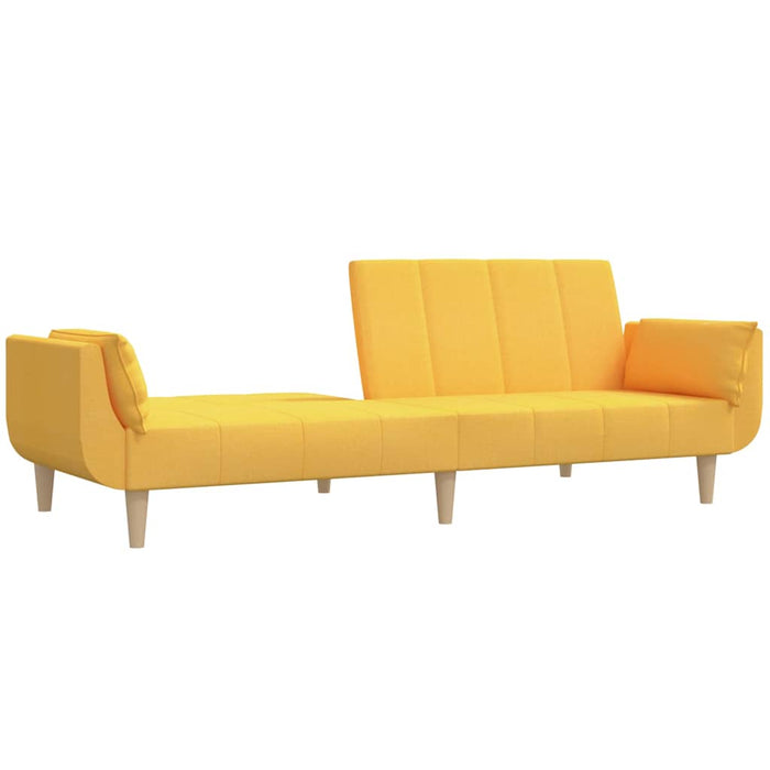 Canapea extensibilă cu 2 locuri,taburet&2 perne,textil,galben WALTI