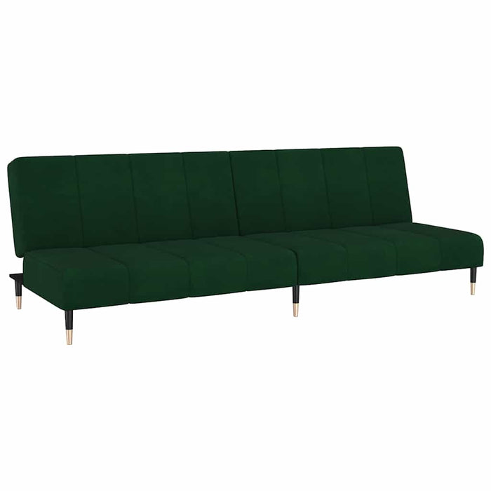Canapea extensibilă 2 locuri, cu taburet, verde închis, catifea WALTI