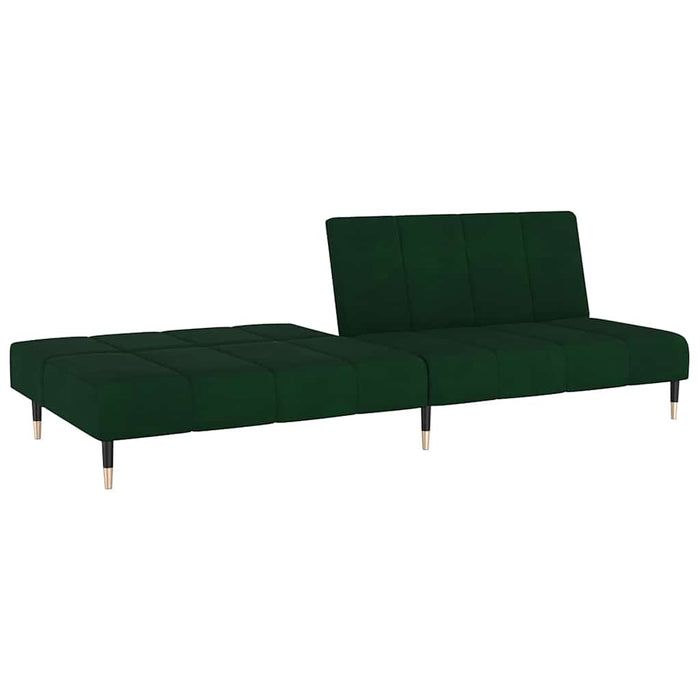 Canapea extensibilă 2 locuri, cu taburet, verde închis, catifea WALTI