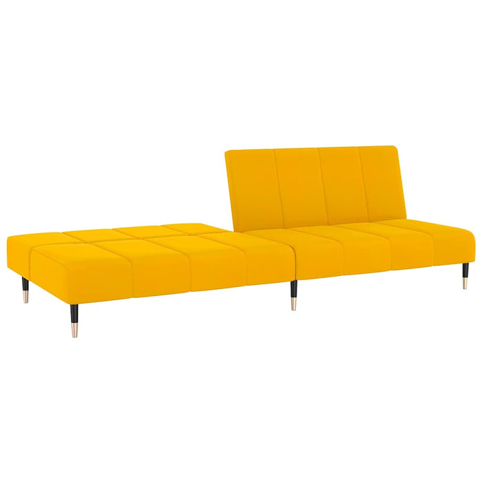 Canapea extensibilă 2 locuri, cu taburet, galben, catifea WALTI