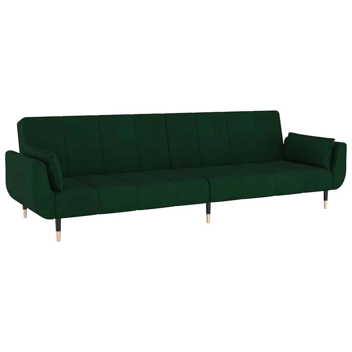 Canapea extensibilă 2 loc. taburet/2 perne catifea verde închis WALTI