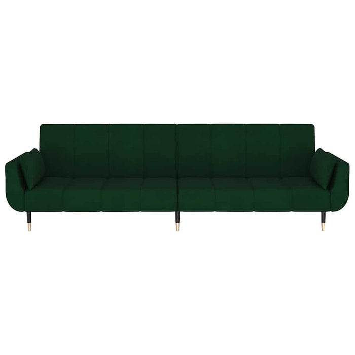Canapea extensibilă 2 loc. taburet/2 perne catifea verde închis WALTI