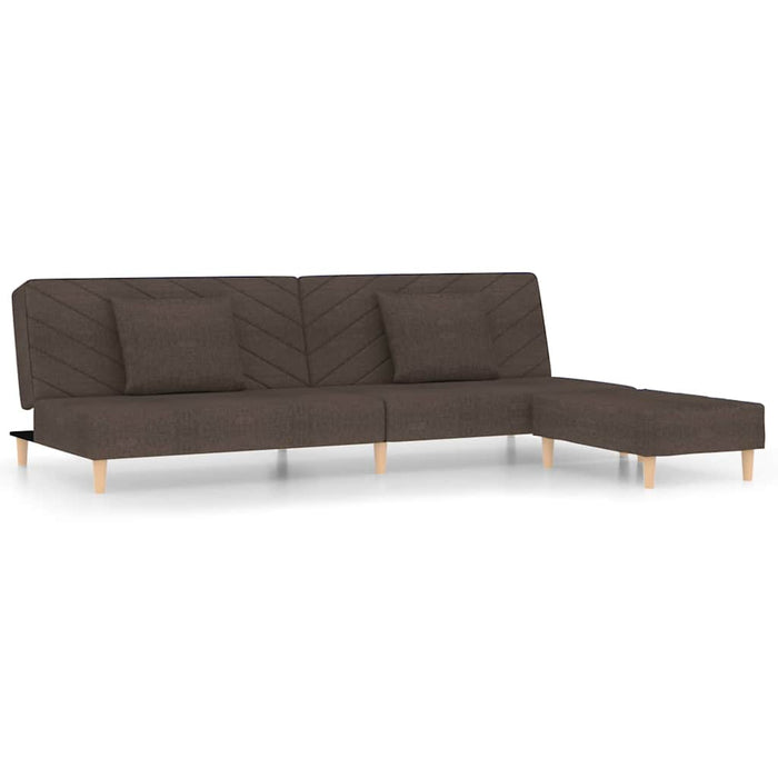 Canapea extensibilă 2 locuri, 2 perne și taburet, maro, textil WALTI