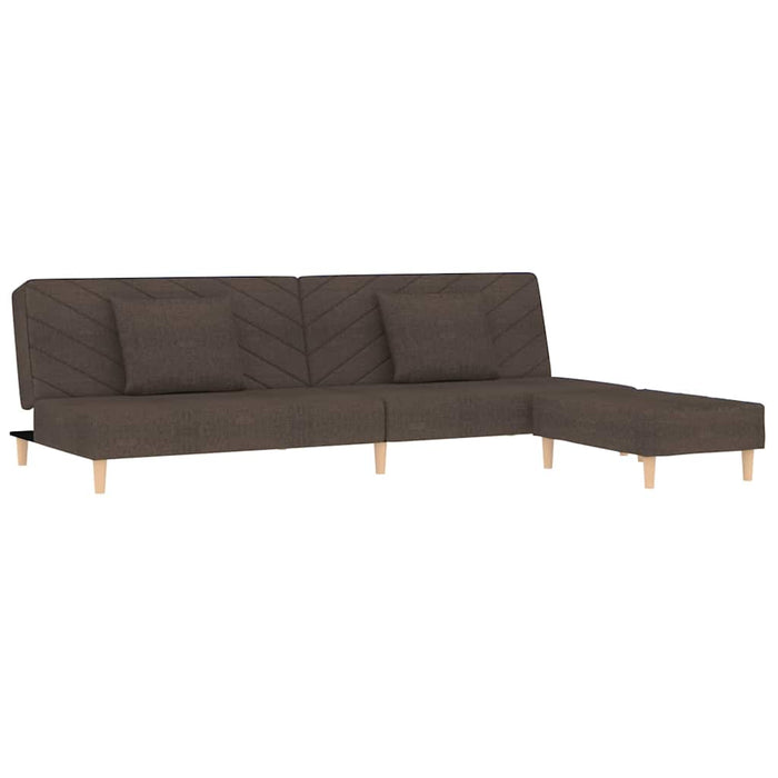 Canapea extensibilă 2 locuri, 2 perne și taburet, maro, textil WALTI