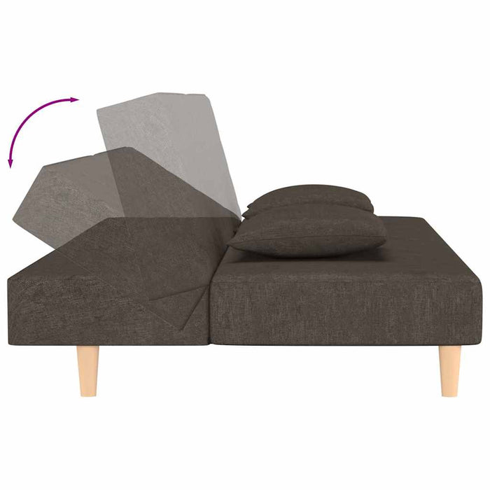 Canapea extensibilă 2 locuri, 2 perne și taburet, maro, textil WALTI