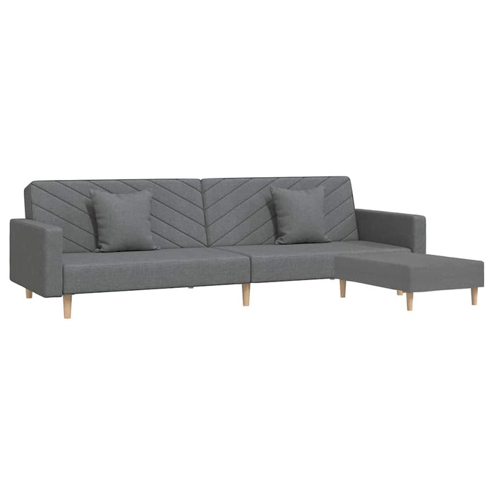 Canapea pat 2 locuri, 2 perne&taburet, gri deschis, textil WALTI
