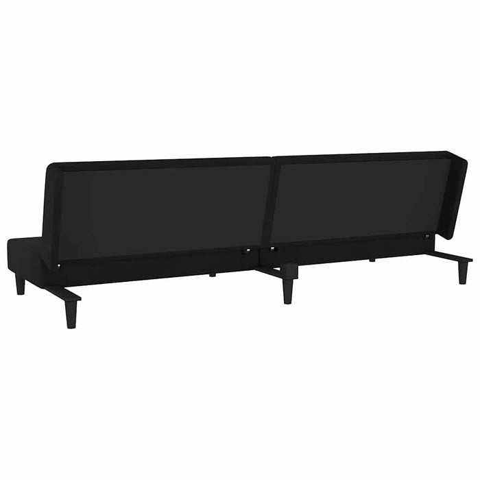 Canapea pat cu 2 locuri, 2 perne&taburet, negru, catifea WALTI