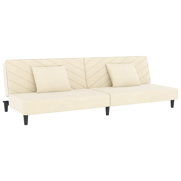 Canapea extensibilă 2 locuri, 2 perne&taburet, crem, catifea WALTI
