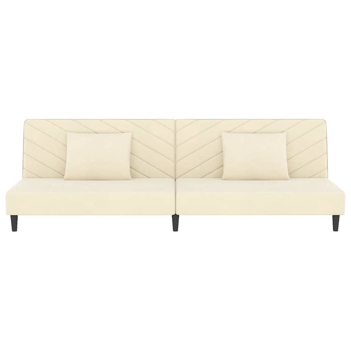 Canapea extensibilă 2 locuri, 2 perne&taburet, crem, catifea WALTI