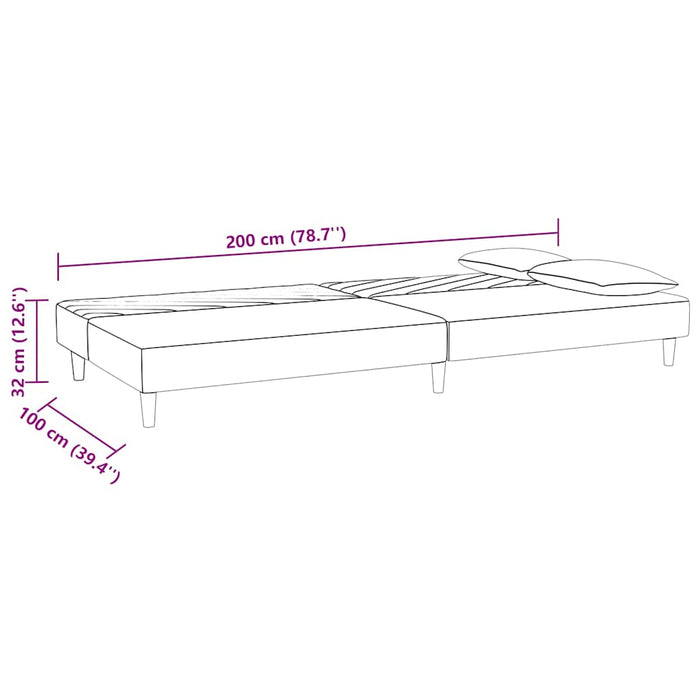 Canapea extensibilă 2 locuri, 2 perne&taburet, crem, catifea WALTI