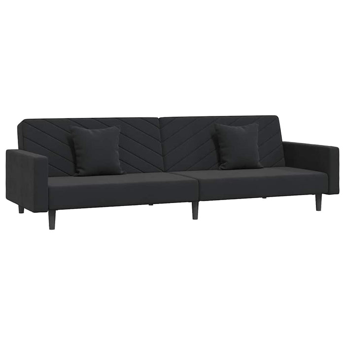 Canapea extensibilă 2 locuri, 2 perne&taburet, negru, catifea WALTI