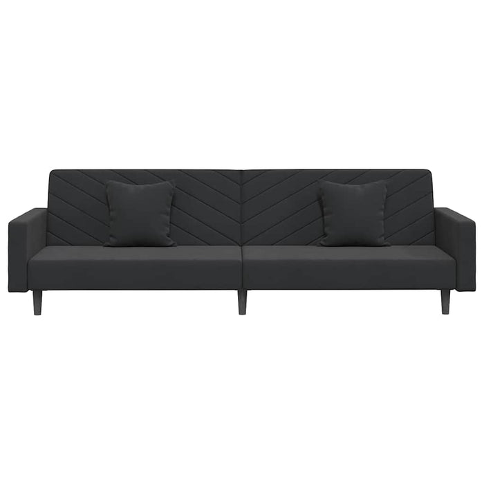 Canapea extensibilă 2 locuri, 2 perne&taburet, negru, catifea WALTI