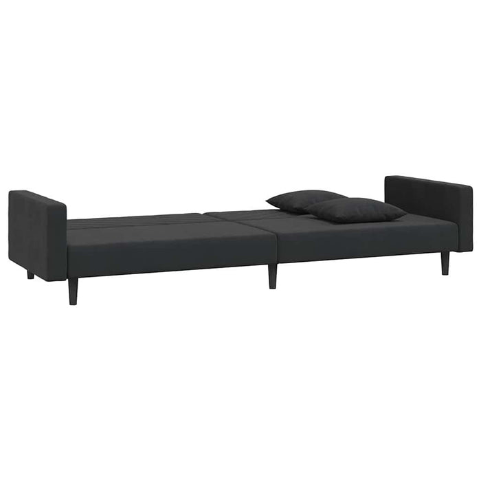 Canapea extensibilă 2 locuri, 2 perne&taburet, negru, catifea WALTI