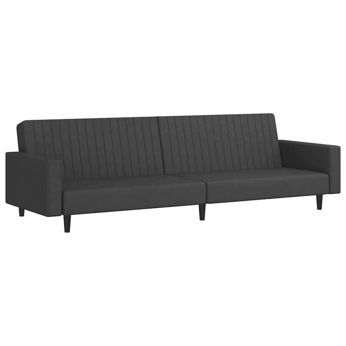 Canapea extensibilă cu taburet, 2 locuri, gri închis, catifea WALTI