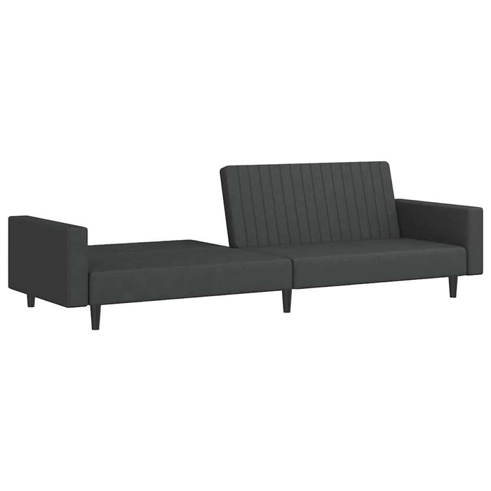 Canapea extensibilă cu taburet, 2 locuri, gri închis, catifea WALTI