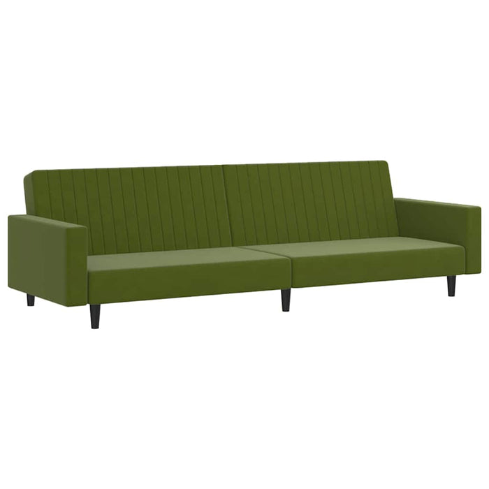 Canapea extensibilă cu taburet, 2 locuri, verde deschis catifea WALTI