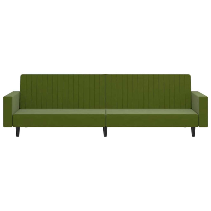 Canapea extensibilă cu taburet, 2 locuri, verde deschis catifea WALTI