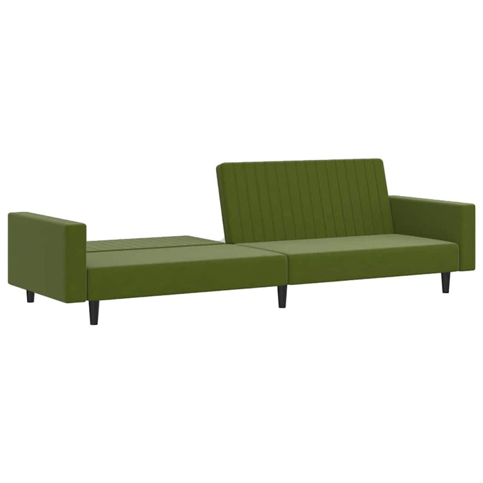 Canapea extensibilă cu taburet, 2 locuri, verde deschis catifea WALTI