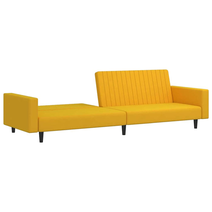 Canapea extensibilă cu taburet, 2 locuri, galben, catifea WALTI