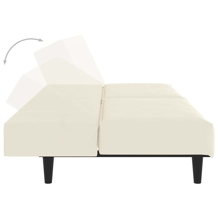 Canapea extensibilă 2 locuri şi taburet, crem, piele ecologică WALTI
