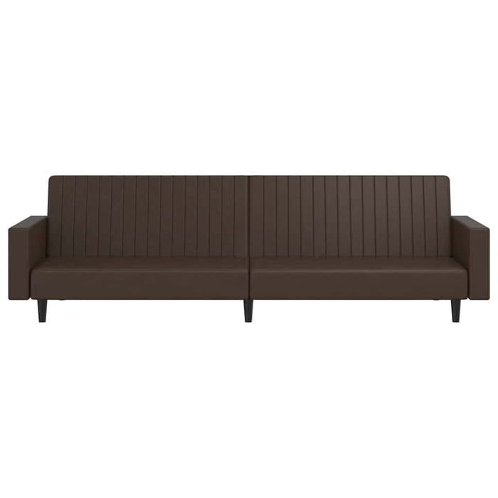 Canapea extensibilă 2 locuri şi taburet, maro, piele ecologică WALTI