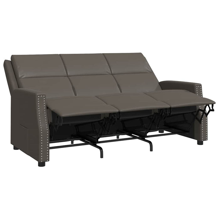 Canapea extensibilă, 3 locuri, gri, piele ecologică WALTI