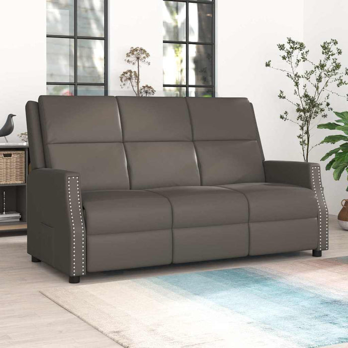 Canapea extensibilă, 3 locuri, gri, piele ecologică WALTI
