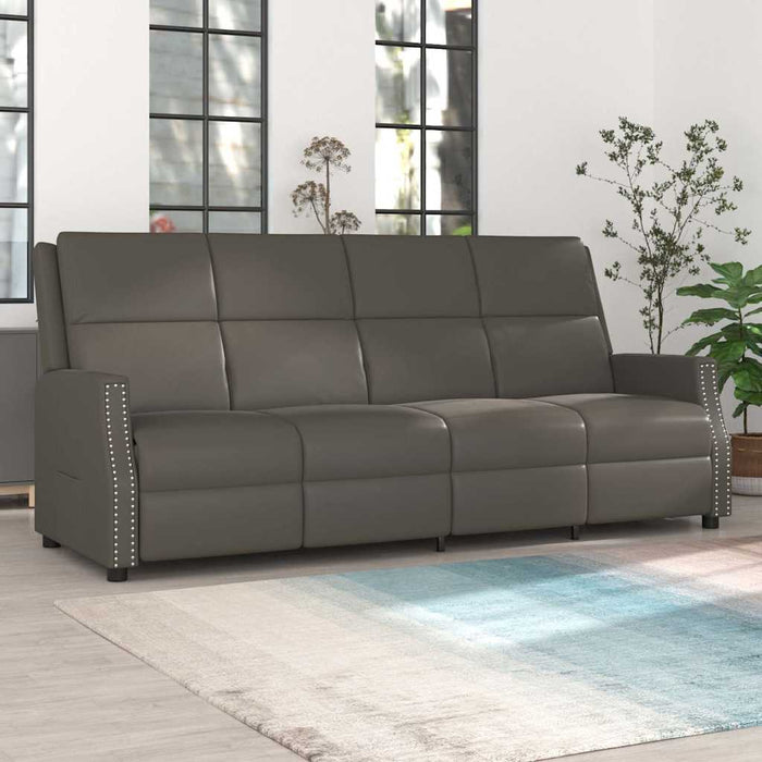 Canapea extensibilă, 4 locuri, gri, piele ecologică WALTI