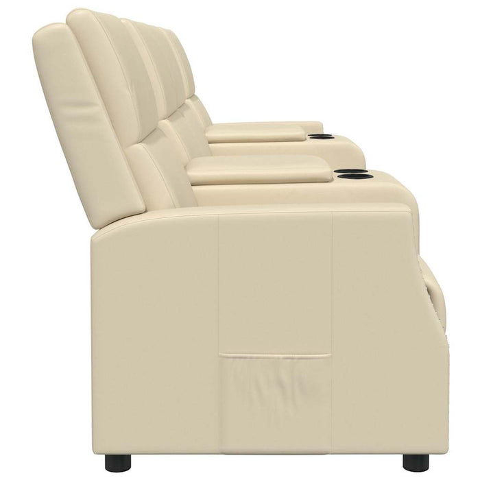 Fotoliu rabatabil cu 4 locuri, suport pahar, crem, piele eco WALTI