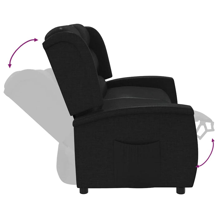 Fotoliu rabatabil cu 2 locuri, negru, material textil WALTI