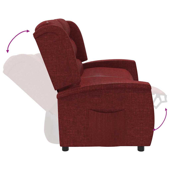 Fotoliu rabatabil cu 2 locuri, roșu vin, material textil WALTI