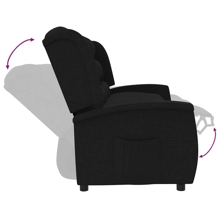 Fotoliu rabatabil cu 3 locuri, negru, material textil WALTI