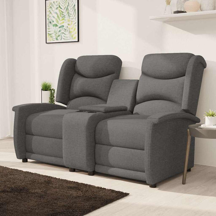 Fotoliu rabatabil 2 locuri / suport pahare, gri deschis, textil WALTI