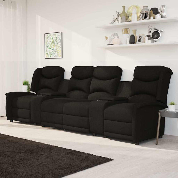 Fotoliu rabatabil cu 4 locuri/suport de pahar, negru, textil WALTI