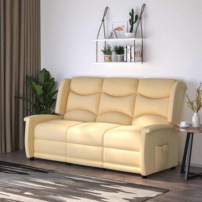 Fotoliu rabatabil cu 3 locuri, crem, textil microfibră WALTI