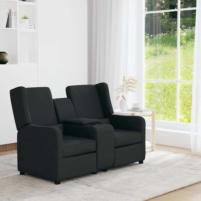 Fotoliu rabatabil cu 2 locuri/suport de pahar, negru, textil WALTI