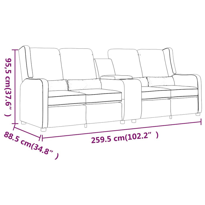 Fotoliu rabatabil cu 4 locuri/suport pahar, gri taupe, textil WALTI