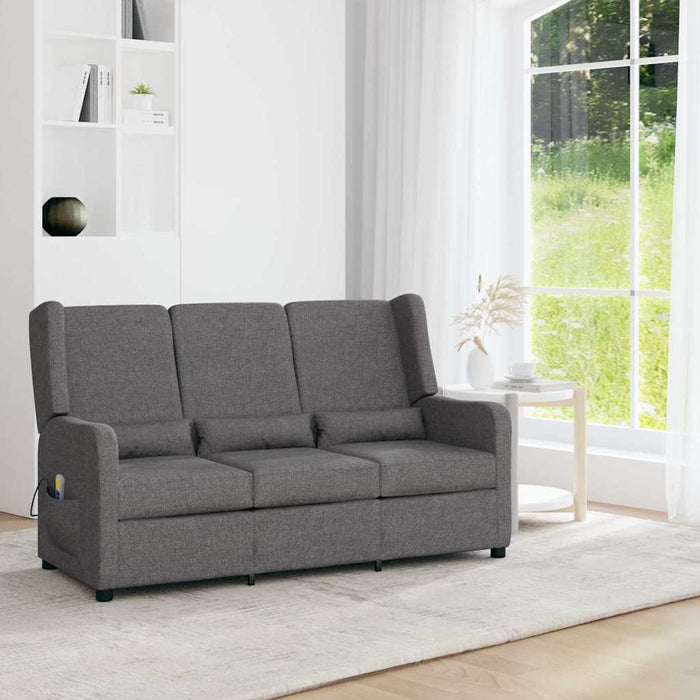 Fotoliu rabatabil de masaj cu 3 locuri, gri deschis, textil WALTI