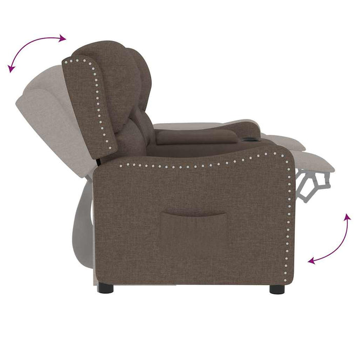 Fotoliu rabatabil cu 2 locuri/suport pahare, gri taupe, textil WALTI
